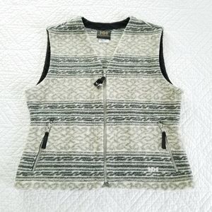 Helly Hansen Gray Patterned Wool Blend Fleece Full Zip Vest Women's Medium USA